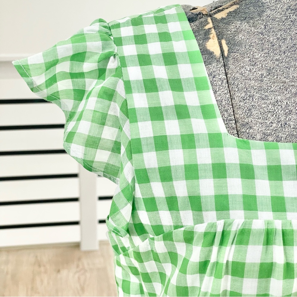 NWT S Draper James, green and white checkered maxi dress - Picture 3 of 8